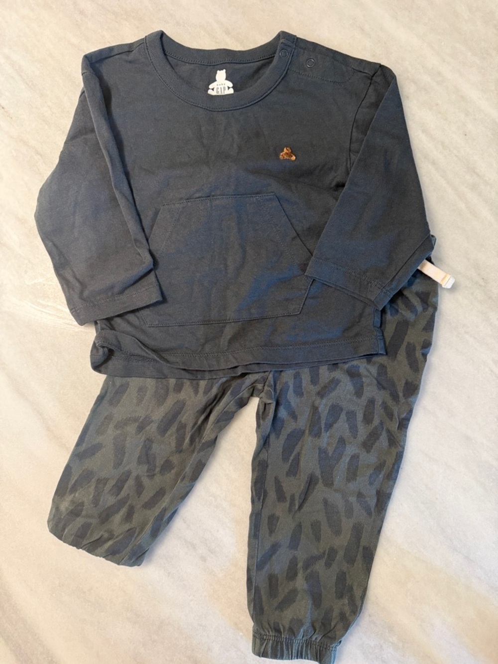 GAP Navy Long-Sleeve Top and Patterned Pants Set